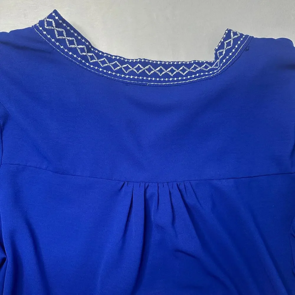 Boho Embroidered Blue Tunic Top 2XL | Festival Peasant Blouse Cottagecore - Picture 11 of 13